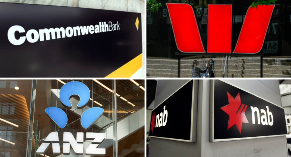 Composite image of Big Four banks - Commonwealth Bank (CBA), Westpac, ANZ and NAB.