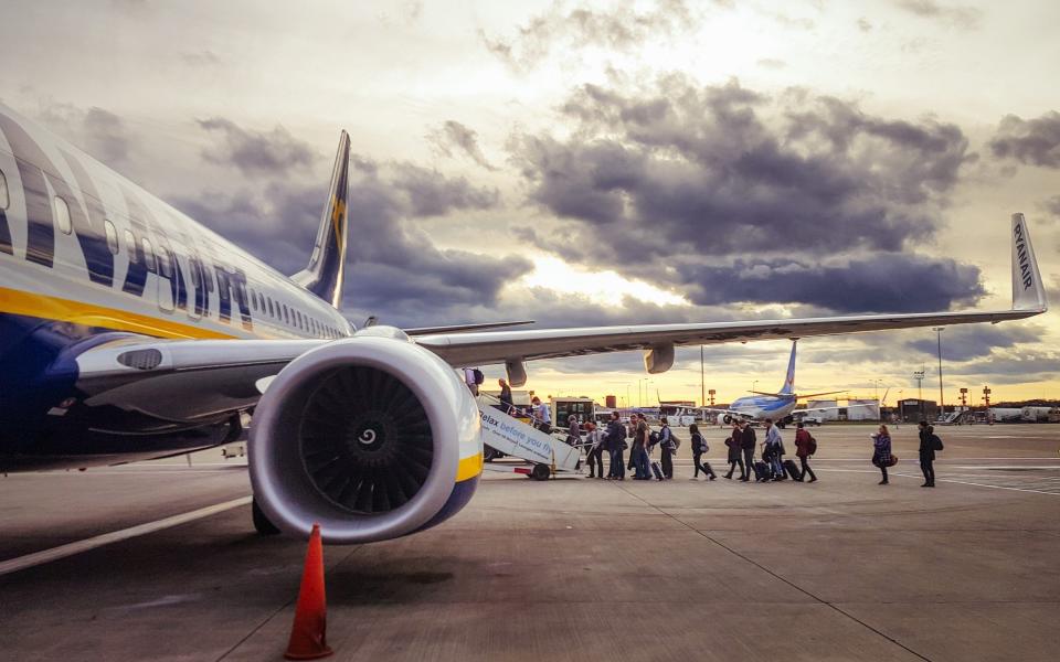 Passengers boarding a Ryanair flight at Edinburgh Airport - georgeclerk