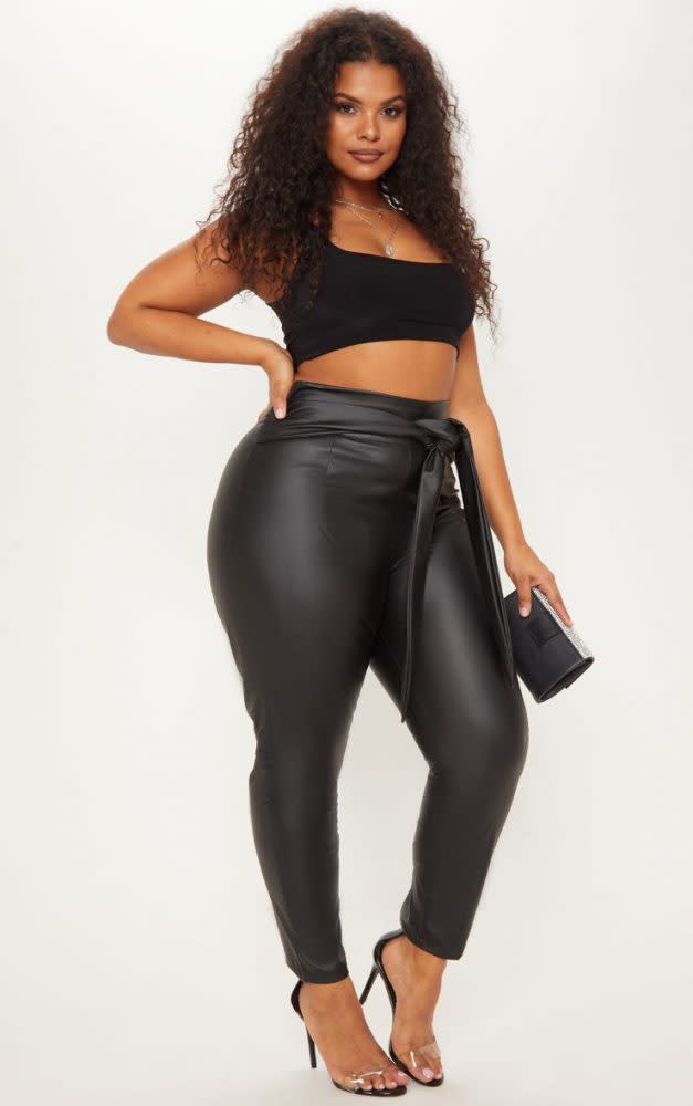 Black Plus Size Cropped Vegan Leather Pants