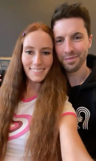 MAFS couple Belinda Vickers and Patrick Dwyer take a selfie on a recent trip to a golf driving range