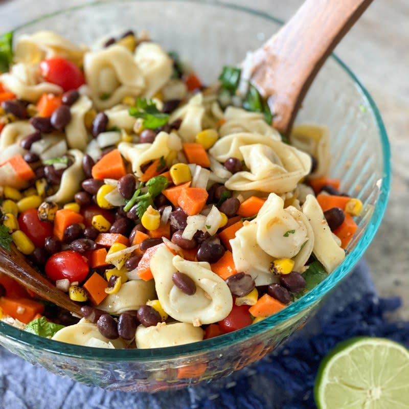 <p>Sip, Bite, Go</p><p>This fresh pasta salad is perfect to have on hand for work from home lunches and potlucks.</p><p><strong>Get the recipe: <a href="https://sipbitego.com/mexican-tortellini-pasta-salad/" rel="nofollow noopener" target="_blank" data-ylk="slk:Make Ahead Mexican Tortellini Pasta Salad;elm:context_link;itc:0;sec:content-canvas" class="link rapid-noclick-resp">Make Ahead Mexican Tortellini Pasta Salad</a></strong></p>