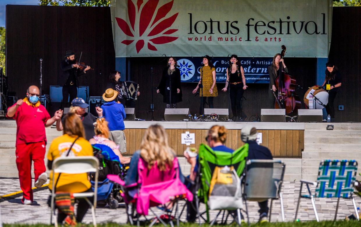 Blato Zlato plays during Lotus in the Park at Switchyard Park Saturday, September 25, 2021.
(Photo: Rich Janzaruk/Herald-Times)