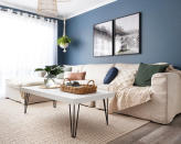 <p> A rectangular plain white modern coffee table can look a little stark and can be difficult to fill. So if you're starting with a simple base, look for ways to create layers to add interest. </p> <p> 'A styling must-have is a tray. It can be a beautiful base to begin layering items,' says Stacy Lewis, interior designer at Eternity Modern. Using a rattan tray is a great place to start, as a means of bringing in extra texture and depth.  </p> <p> Position this on one side of your coffee table and fill it with any decorative items that you'd like to keep close to hand. Whether it's candles, bud vases, coasters, or the remote, a rustic rattan tray is both stylish and practical. </p>