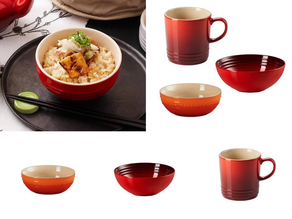 [結帳5折] LE CREUSET 瓷器穀片碗+英式馬克杯+韓式湯碗 手工製作的琺瑯瓷器，獨一無二的設計，加上色彩豔麗，且耐冷耐熱