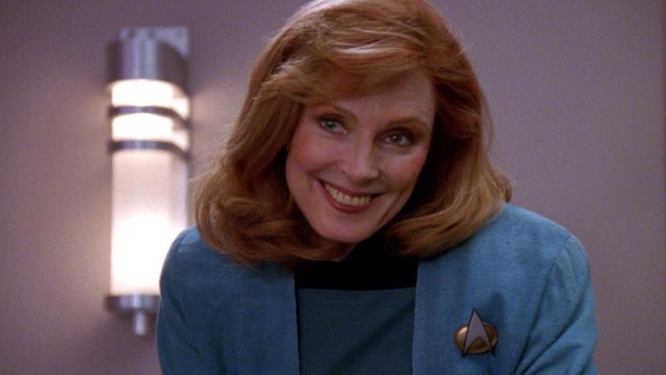 Gates McFadden as Dr. Beverly Crusher, the Enterprise-D&#39;s Chief Medical Officer.