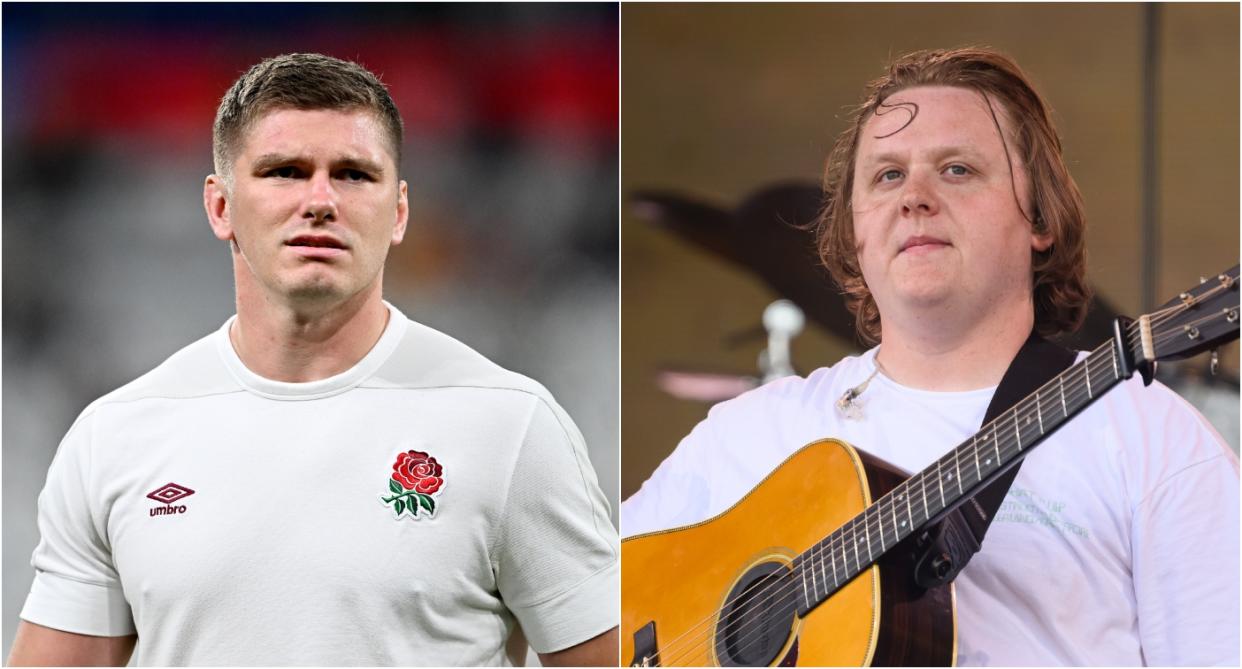 England rugby player Owen Farrell (left) and singer Lewis Capaldi (right) have both recently taken career breaks for mental health reasons. (Getty Images)