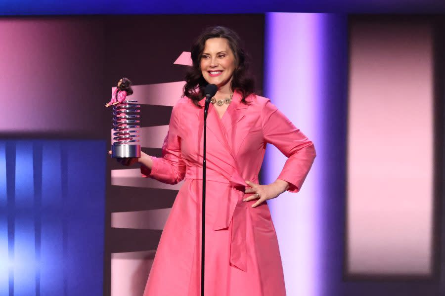 Michigan Gov. Gretchen Whitmer accepting her 2024 Webby Award: ‘Wear pink. Get s*** done.’ (Photo/Webby awards)