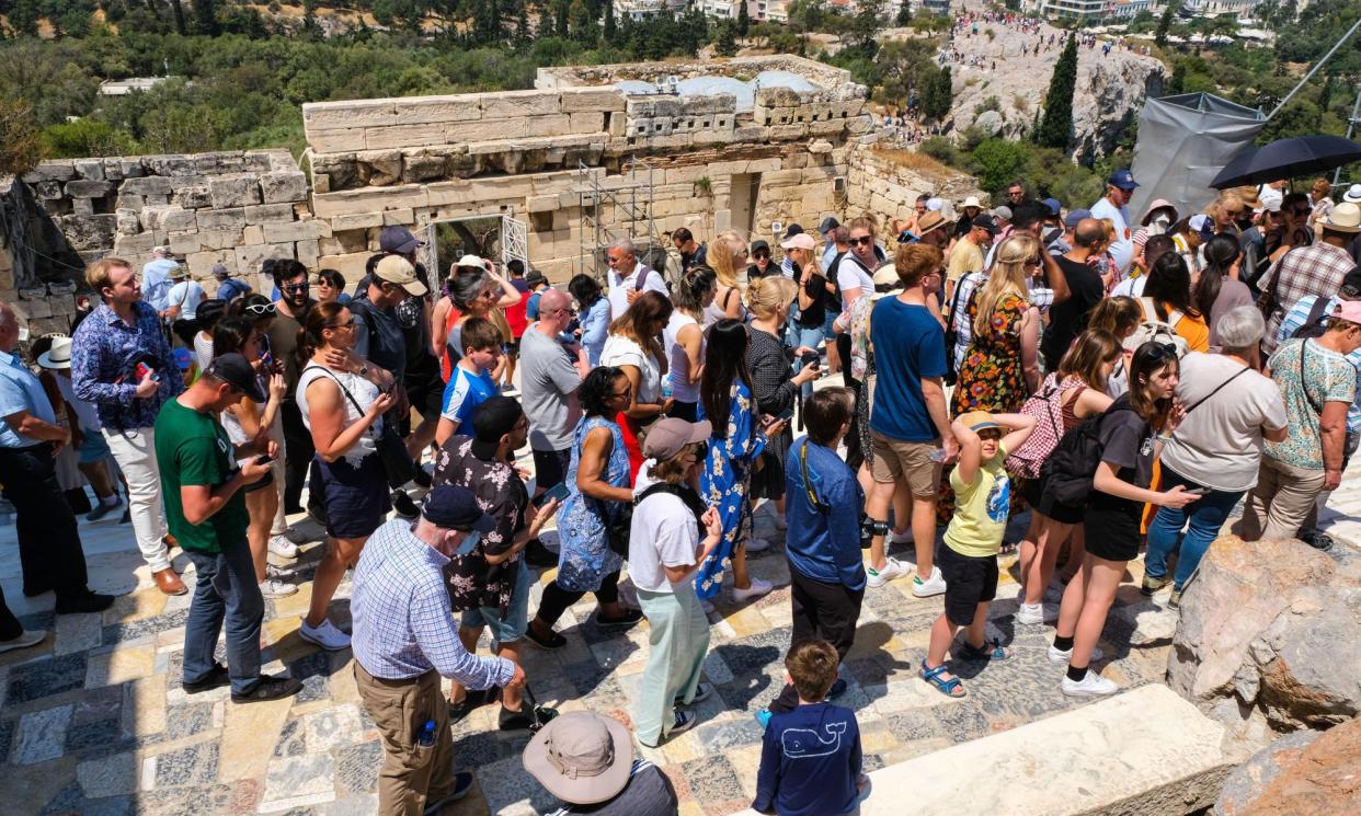 <span>More than 22,000 people visited the Acropolis each day last summer, forcing authorities to introduce controls including a time-slot system.</span><span>Photograph: Russell Mountford/Alamy</span>