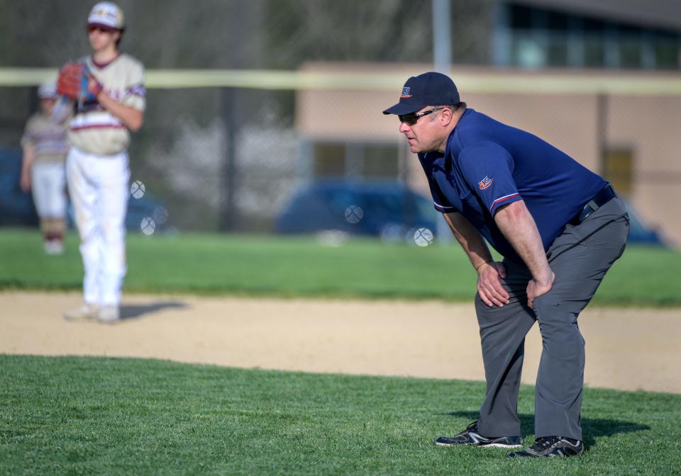 Pete McGinnes takes up a position between first and second base during a recent baseball game between Dunlap and Canton at Dunlap High School.