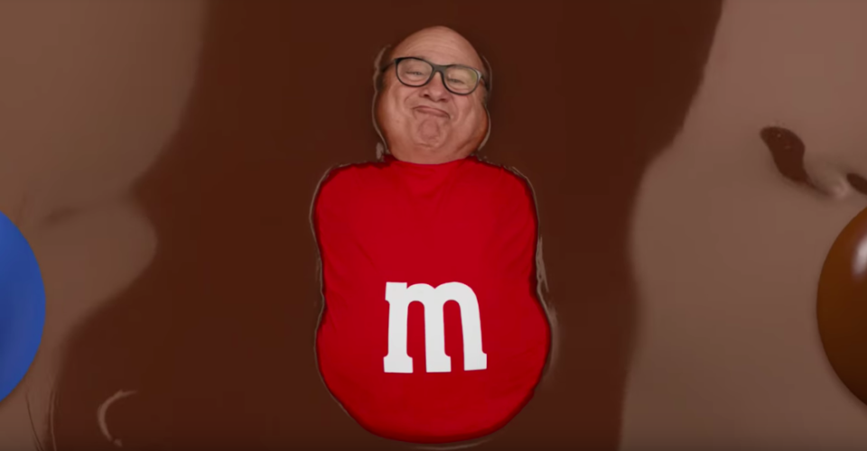 Danny DeVito is the perfect choice for a weird Super Bowl ad. (YouTube/mmschocolate)