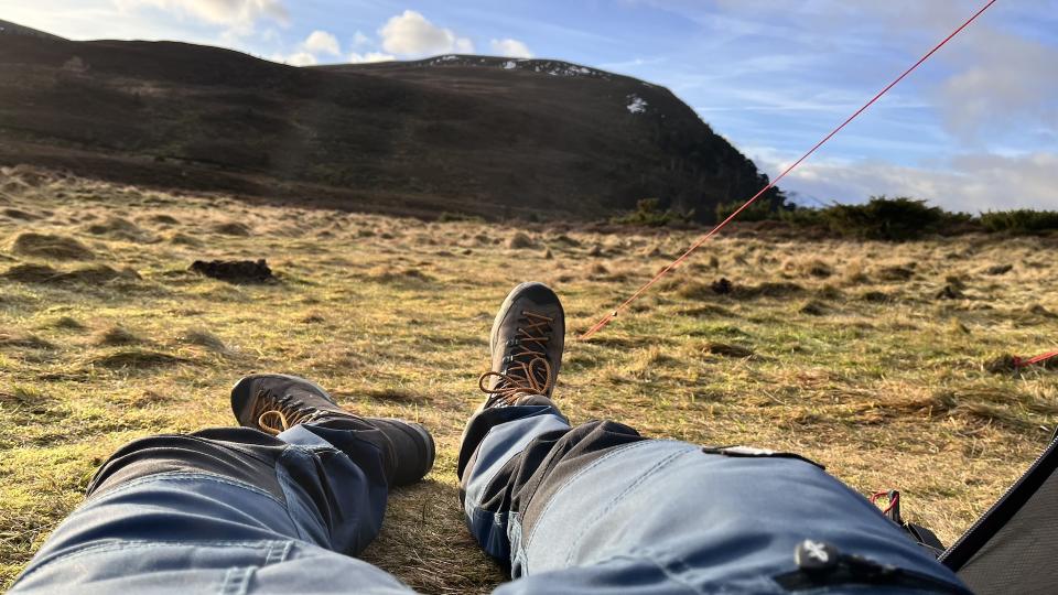 Man wearing Revolution Race Nordwand Pro hiking pants