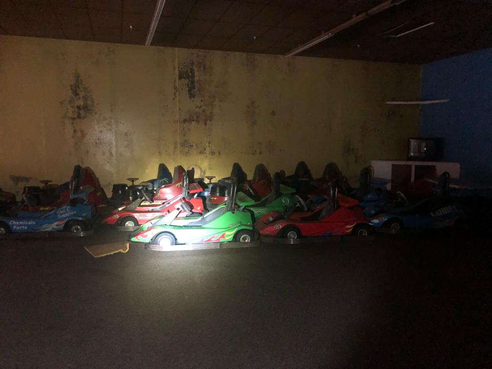 A photo supplied by Matt Vetter of Schafer Construction shows old Go-Karts left in the former The Great Escape Family Fun Center in Genoa Township. The firm has started cleaning up and renovating the building for a future storage facility.