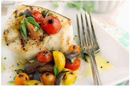 Grilled Swordfish with Heirloom Tomatoes