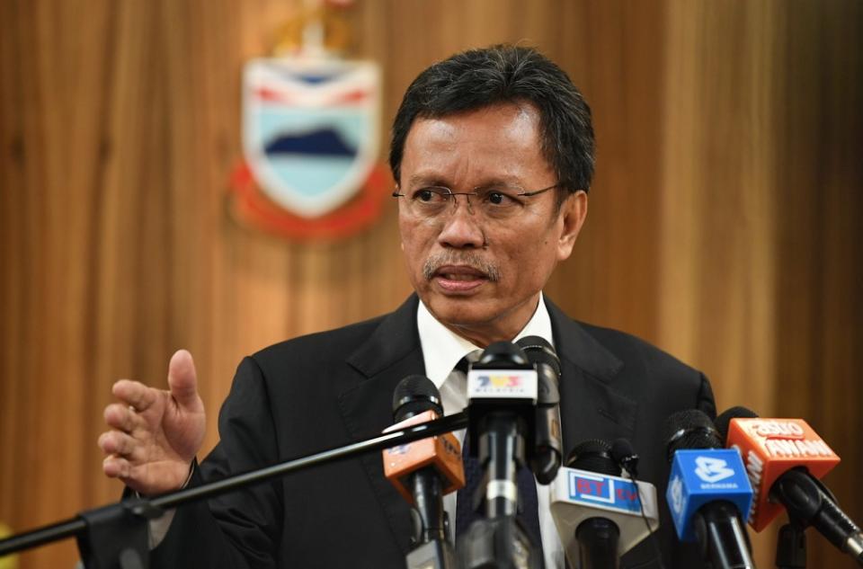 Sabah Chief Minister Datuk Seri Mohd Shafie Apdal speaks during a press conference in Kota Kinabalu May 6, 2020. — Bernama pic