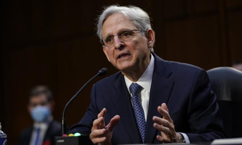 Merrick Garland speaks during his confirmation hearing before the Senate judiciary committee on 22 February.