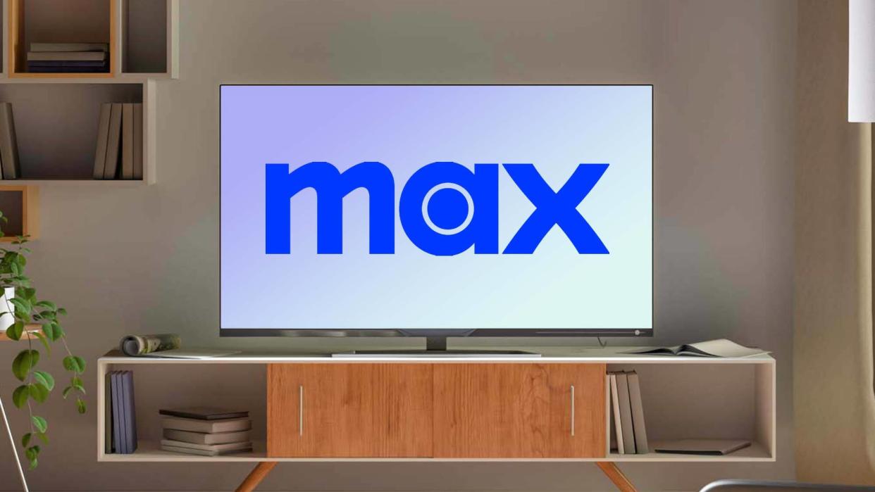  Max logo on a television set. 