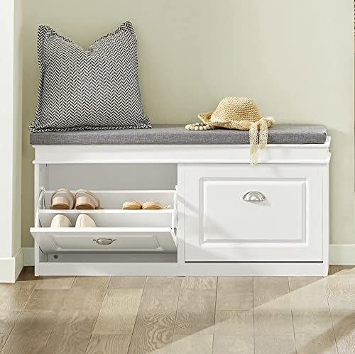 Seaside Entryway Storage Bench Distressed White - Crosley : Target