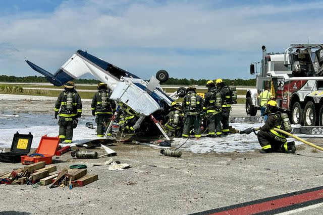<p>St. Lucie County Fire District</p> Several units were dispatched to the Treasure Coast International Airport for a plane that went down on March 30, 2024.