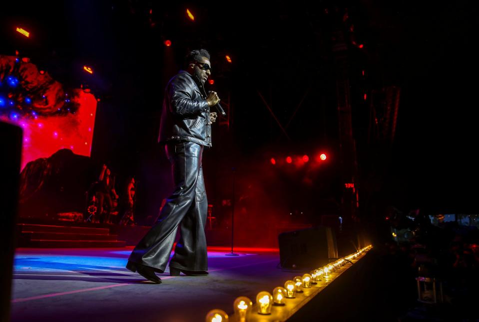 Leon Bridges performs in the Palomino tent during Stagecoach country music festival in Indio, Calif., Saturday, April 27, 2024.