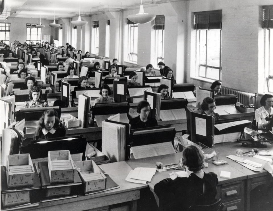 In this photo provided by the U.S. Census Bureau, tabulators in Washington record the information from the more than 120,000 enumerators who gathered data for the 1940 U.S. Census. Veiled in secrecy for 72 years because of privacy protections, the 1940 U.S. Census is the first historical federal decennial survey to be made available on the Internet initially rather than on microfilm. (AP Photo/National Archives and Records Administration)