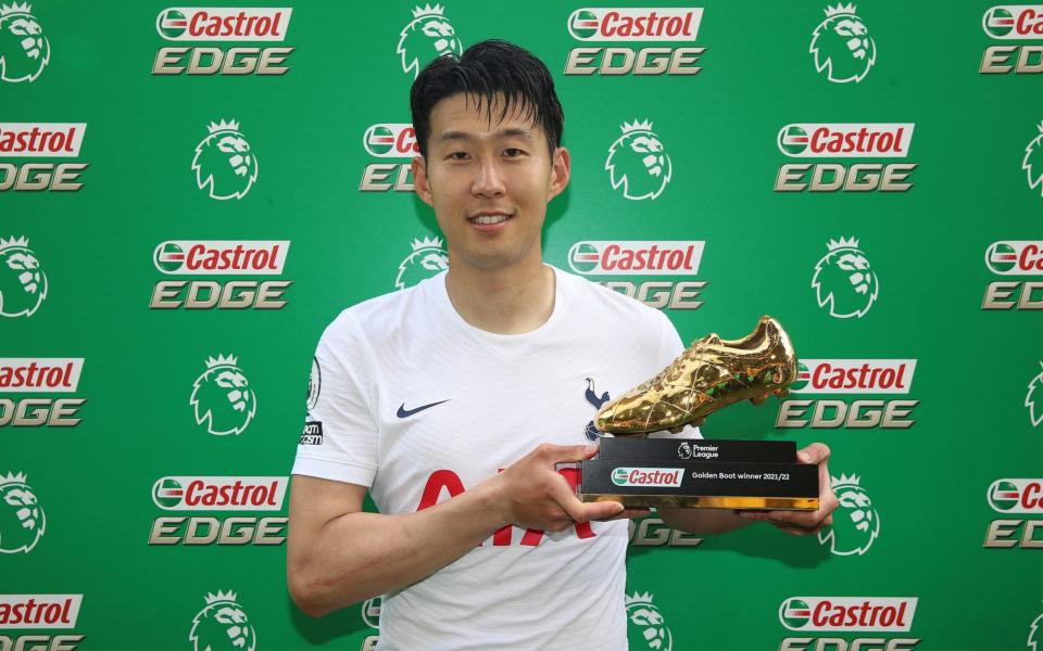 Son Heung-min with the Premier League Golden boot award - Nigel French/PA Wire