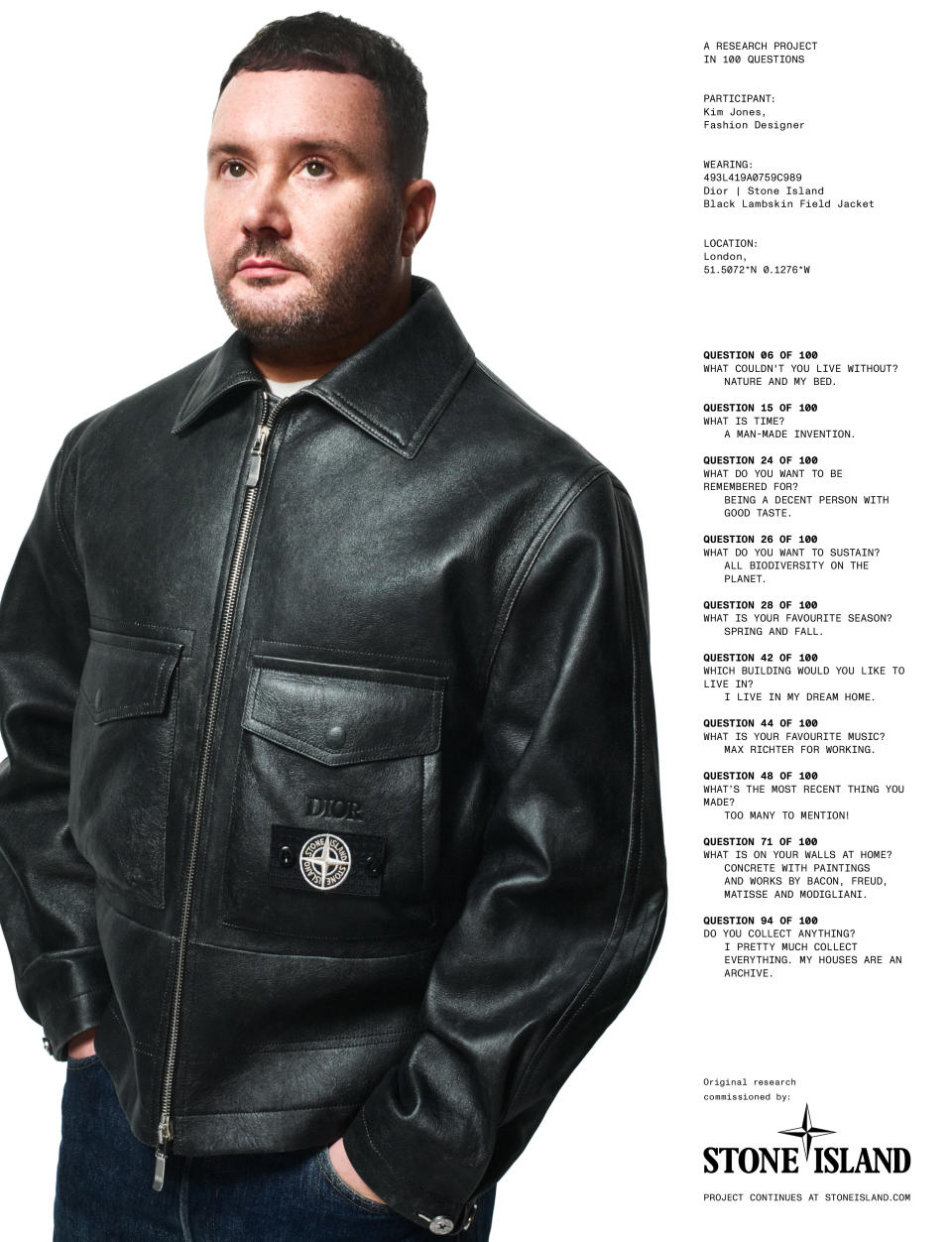 Kim Jones in the Stone Island campaign