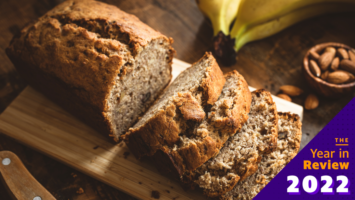 The top-searched recipes from Yahoo users in 2022 included banana bread. (Photo: Getty)