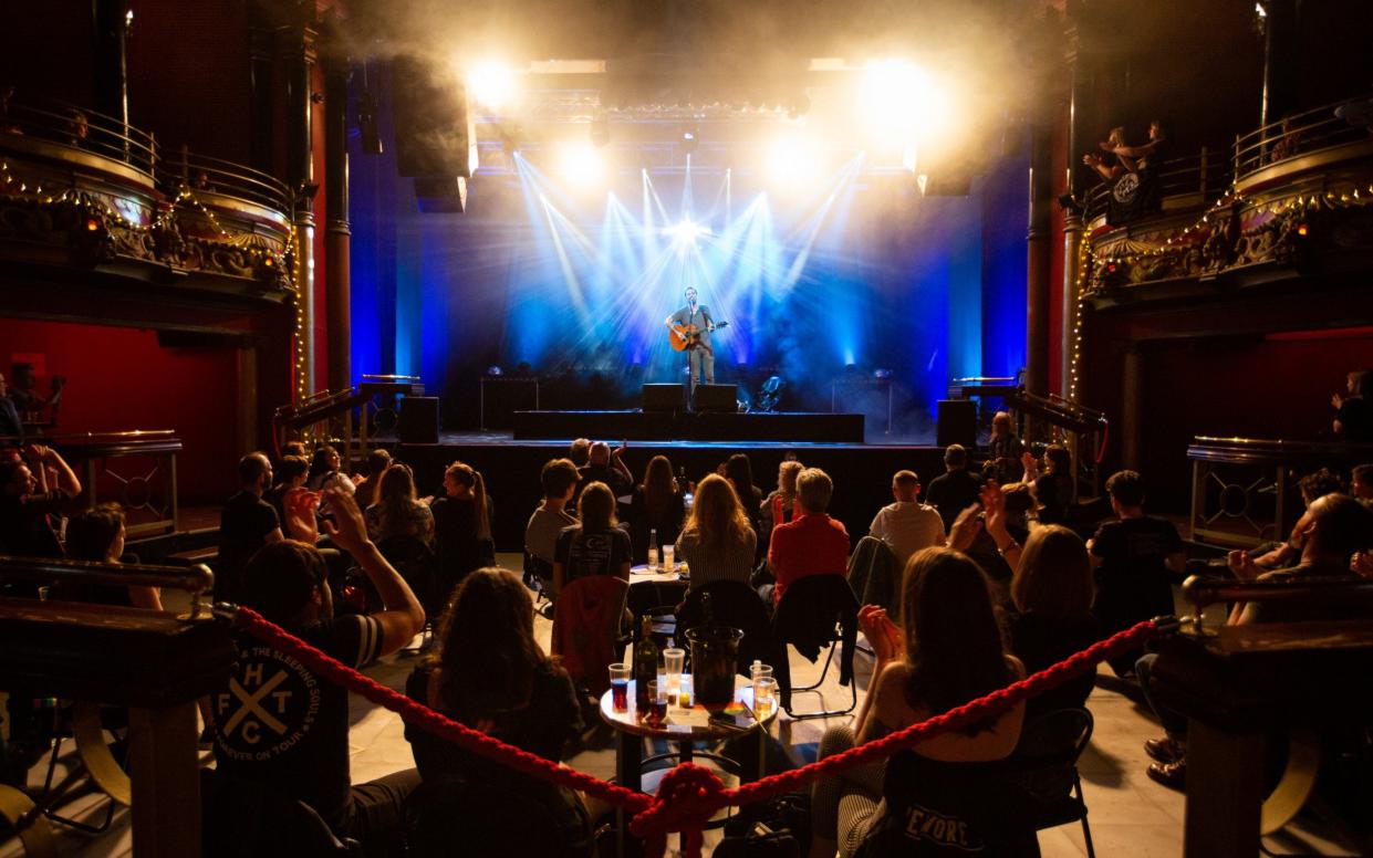 Keep your distance: gig-goers at the Clapham Grand enjoy Frank Turner's set at some range - Corinne Cumming