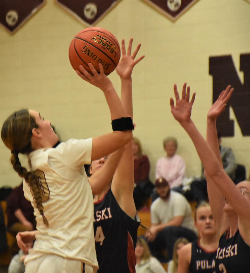 Canastota's Ella Congdon puts up a shot during the second half of Monday's Section III playoff victory over Pulaski.