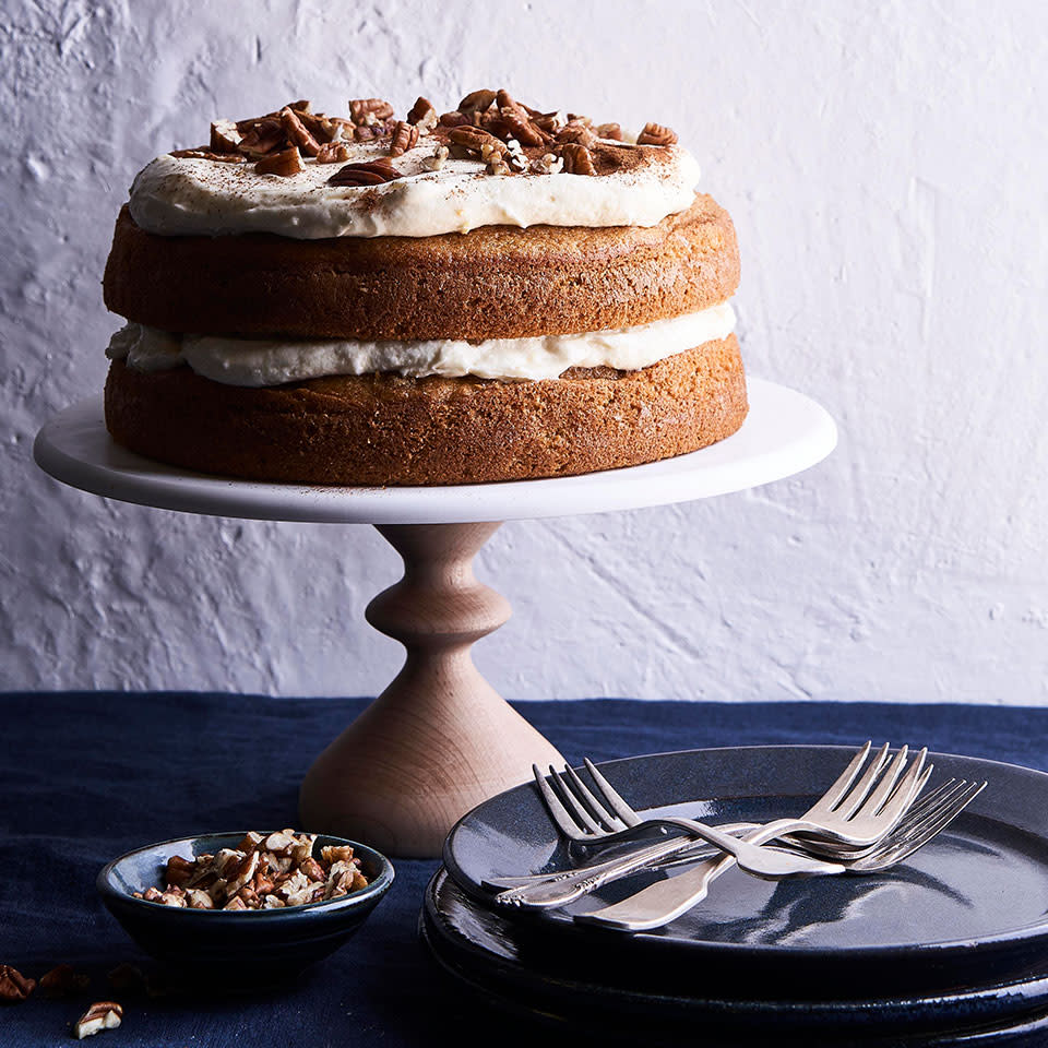 Sweet Potato Spice Cake with Orange-Cinnamon Cream Cheese Frosting