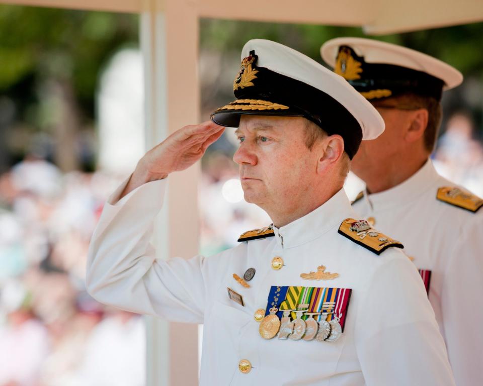 Rear Admiral James Goldrick returning a General Salute during the annual Australian Chief of the Defence Force Parade in 2011 - Lauren Black/ Directorate of Public Affairs Support