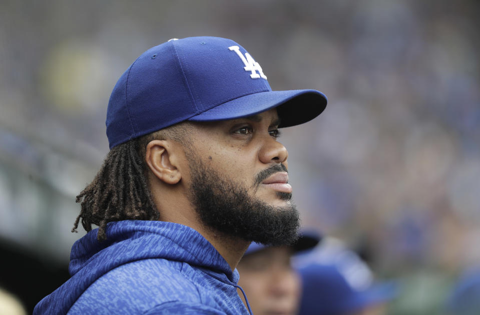 Kenley Jansen will spend the rest of the Dodgers’ series at Colorado in Los Angeles. (AP Photo)