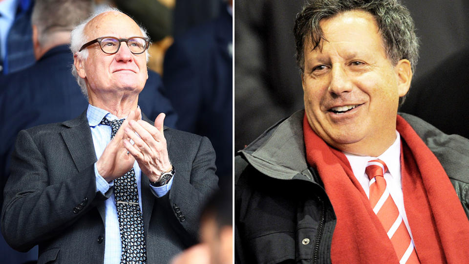 Pictured here, club executives Bruce Buck from Chelsea and Liverpool's Tom Werner.