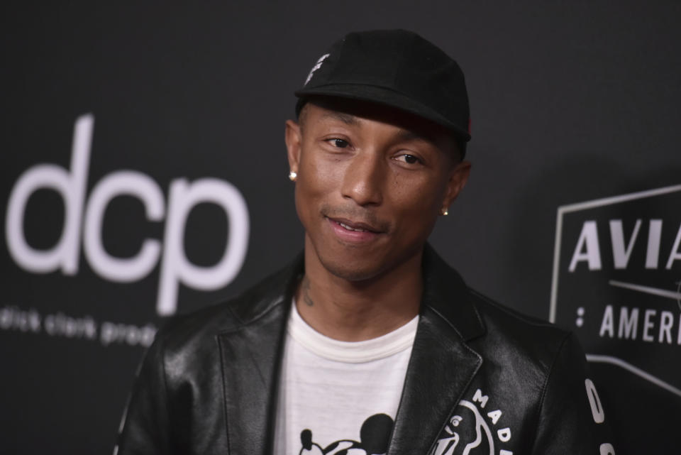 ARCHIVO - En esta foto del 3 de noviembre de 2019, Pharrell Williams llega a la 23ra entrega anual de los Hollywood Film Awards en el hotel Beverly Hilton en Beverly Hills, California. (Foto por Richard Shotwell/Invision/AP, Archivo)