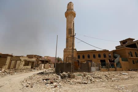 Damaged mosque is seen in Falluja, Iraq, after government forces recaptured the city from Islamic State militants, June 30, 2016. REUTERS/Staff/File Photo