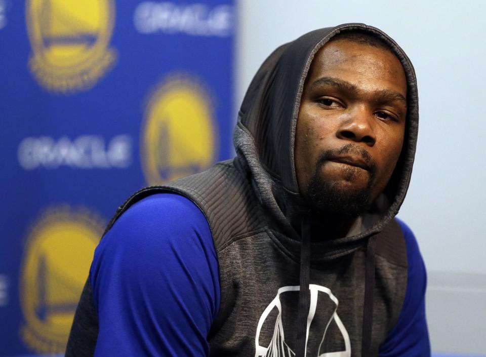 Kevin Durant finds himself in a very difficult predicament. (AP)