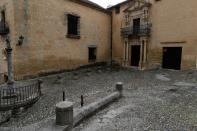 An empty street is pictured during partial lockdown in downtown Ronda