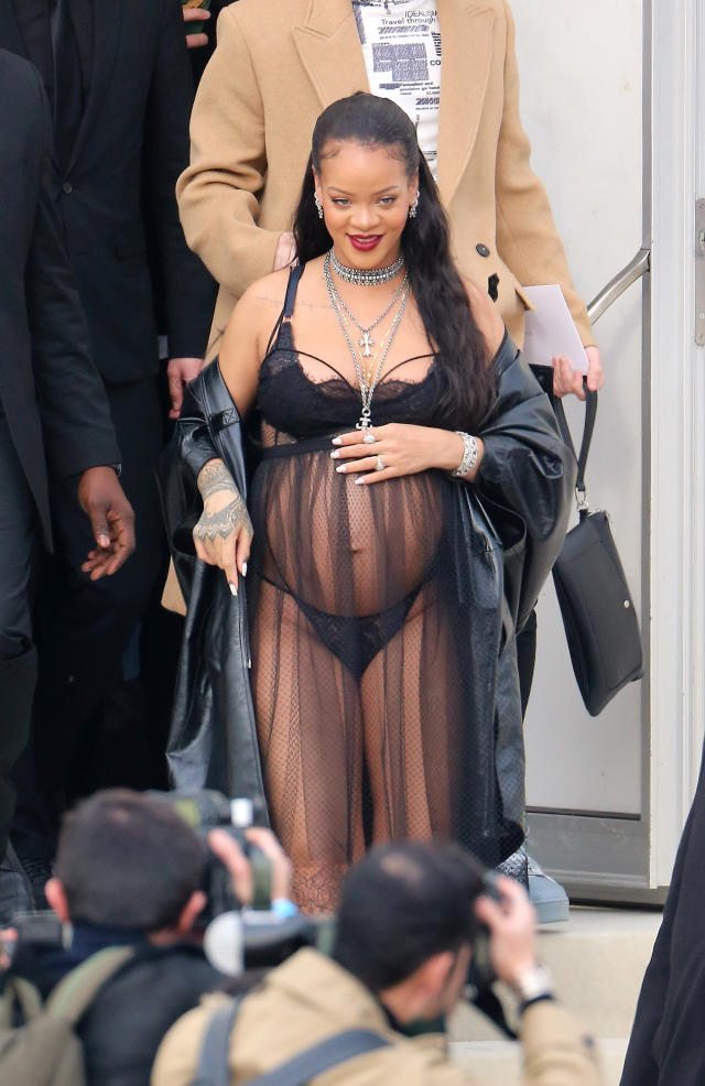 Rihanna's pregnancy reveal causes spike in searches for pink padded coats,  ripped blue jeans