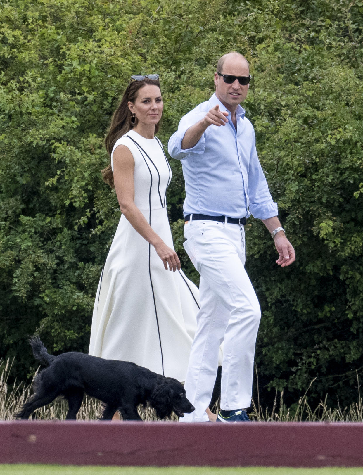 The couple took a stroll during the Out-Sourcing Inc. Royal Charity Polo Cup at Guards Polo Club on July 6, 2022 in Egham, England. (Mark Cuthbert / UK Press via Getty Images,)