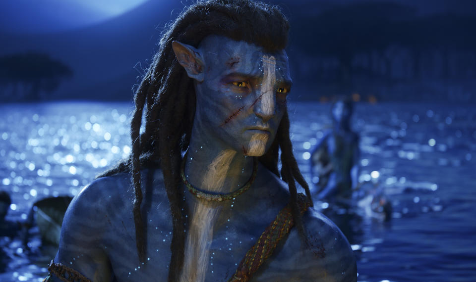 Sam Worthington como Jake Sully en 'Avatar: El sentido del agua' (Foto cortesía de 20th Century Studios. © 2022 20th Century Studios. All Rights Reserved.)