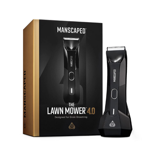 Manscaped electric groin shaver with packaging box against white background