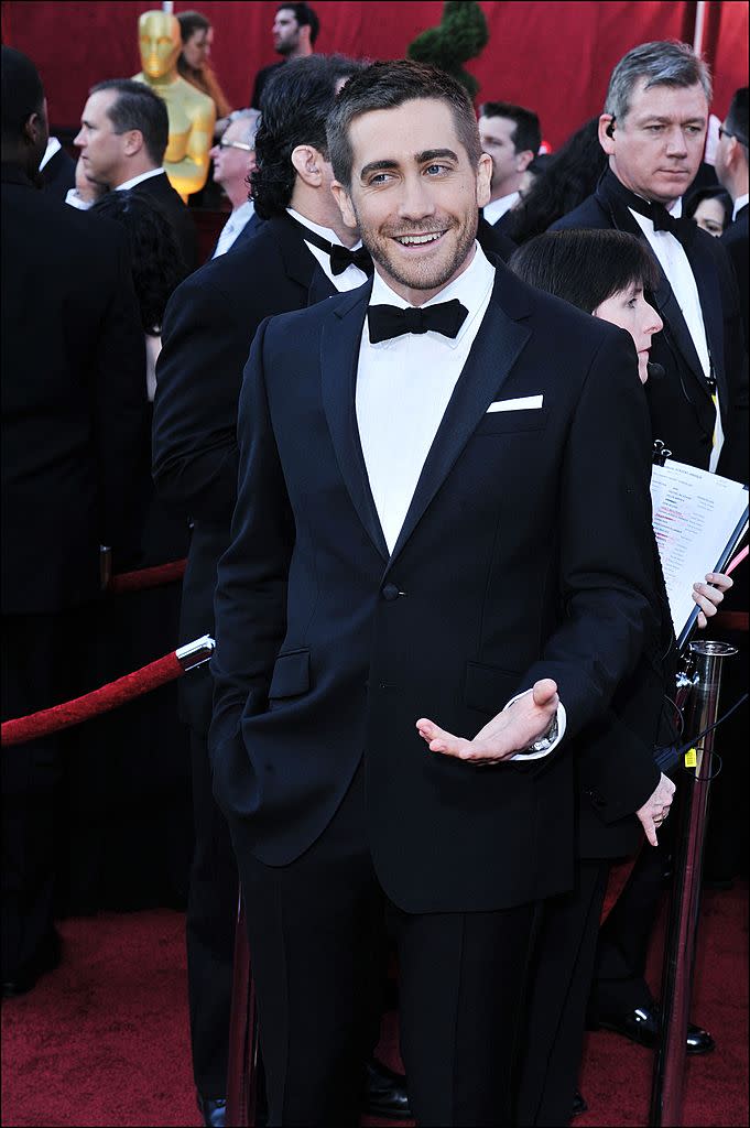 Jake Gyllenhaal arrives at the Oscars in 2010, the year he and Swift briefly dated. (Alain BENAINOUS/Gamma-Rapho via Getty Images)