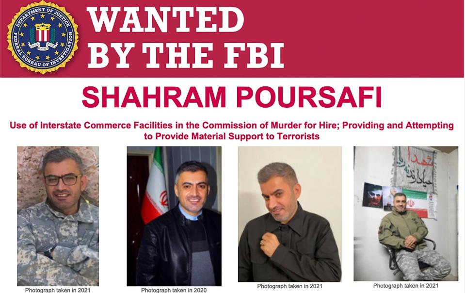 The wanted poster for Shahram Poursafi - FBI via AP 