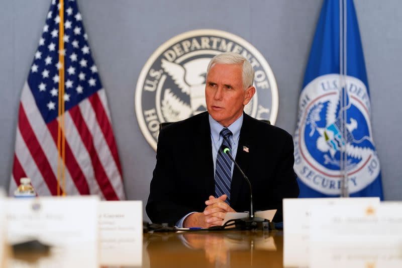 Vice President Mike Pence speaks during a briefing about the upcoming presidential inauguration of President-elect Joe Biden and Vice President-elect Kamala Harris