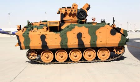 Turkish APC is seen at their military base in Doha, Qatar June 23, 2017. Qatar News Agency/Handout via REUTERS