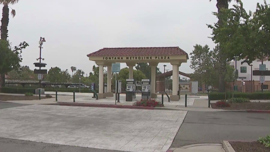 The Fontana Metrolink Station located at 16777 Orange Way in Fontana, California. (KTLA)