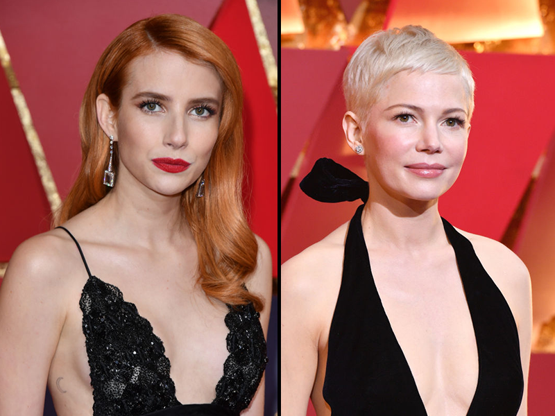 In case you didn’t notice, Michelle Williams and Emma Roberts were totally twinning at the Oscars
