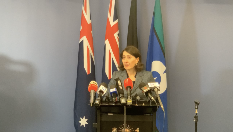 Ms Berejiklian cut a lonely figure during her bombshell announcement. Source: Gladys Berejiklian/ Facebook