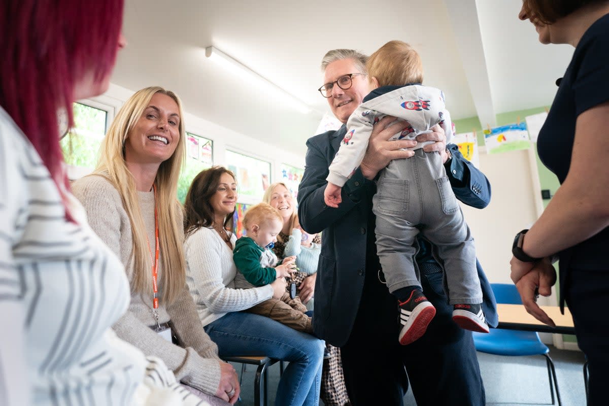 Labour leader Sir Keir Starmer and shadow education secretary Bridget Phillipson on a visit to Nursery Hill Primary School in Warwickshire (Stefan Rousseau/PA Wire)