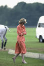 La Princesse Diana à un match de polo, à Londres.